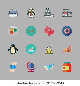 ocean icon set. vector set about planet earth, oil platform, walrus and conserve icons set.