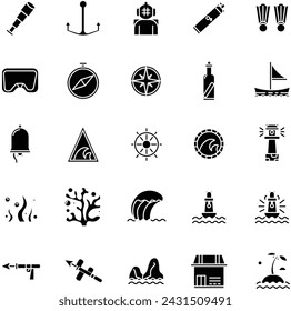 Ocean Icon in Solid Style Perfect for Presentation and any Purpose