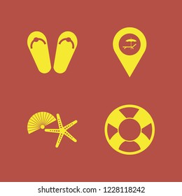 ocean icon. ocean vector icons set beach location, lifebuoy, shell starfish and beach sneakers