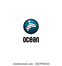 ocean icon vector with water and fish tail
