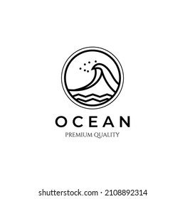 diseño de ilustraciones vectoriales minimalistas de líneas de onda de iconos oceánicos