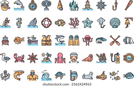 Ocean icons High-Quality Vector Icons Collection with Editable Stroke. Ideal for Professional and Creative Projects.