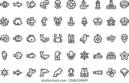 Ocean icons High-Quality Vector Icons Collection with Editable Stroke. Ideal for Professional and Creative Projects.