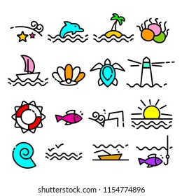 ocean icons set