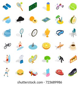 Ocean icons set. Isometric style of 36 ocean vector icons for web isolated on white background
