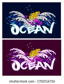 ocean illustration design for sukajan is mean japan traditional cloth or t-shirt with digital hand drawn Embroidery Men T-shirts Summer Casual Short Sleeve Hip Hop T Shirt Streetwear