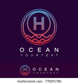 ocean initial Letter H Logo design
