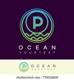 ocean initial Letter P Logo design