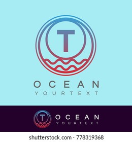 ocean initial Letter T Logo design