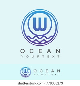 ocean initial Letter W Logo design