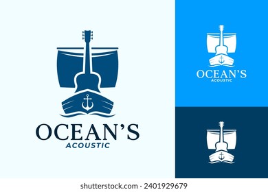 Ocean Jazz Acoustic Music Pop Festival Vector Logo Design