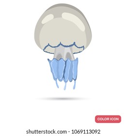 Ocean jellyfish color flat icon