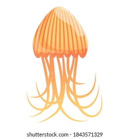 Ocean jellyfish icon. Cartoon of ocean jellyfish vector icon for web design isolated on white background