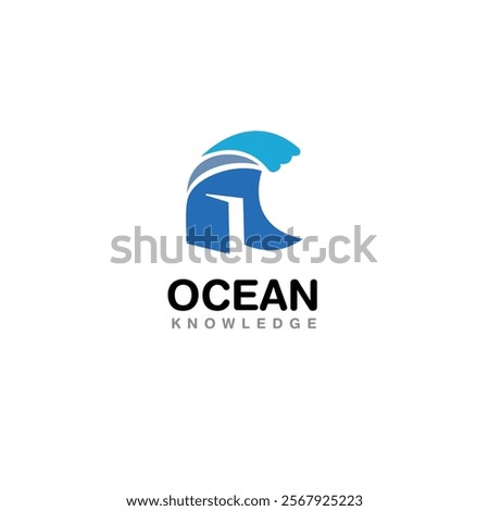 Ocean of knowledge logo - sea tides of knowledge logo design idea for university,academy,school or learning  community