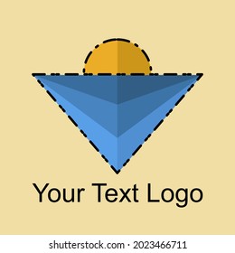 Ocean landscape logo design template, with sea and sun
