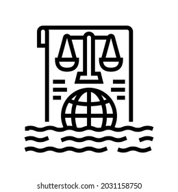 ocean and law of sea social problem line icon vector. ocean and law of sea social problem sign. isolated contour symbol black illustration