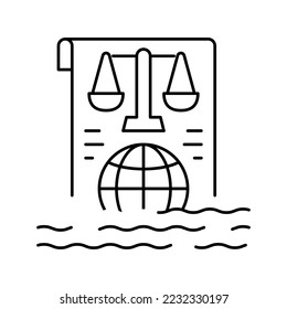 ocean and law of sea social problem line icon vector. ocean and law of sea social problem sign. isolated contour symbol black illustration