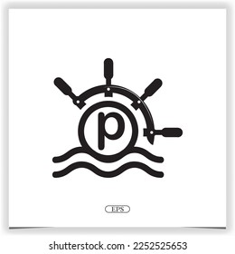 ocean letter p logo premium elegant template design vector eps 10