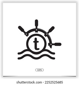 ocean letter t logo premium elegant template design vector eps 10