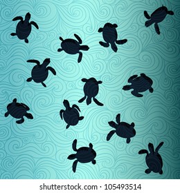 Ocean life banner made of fancy paper, vector eps8 illustration