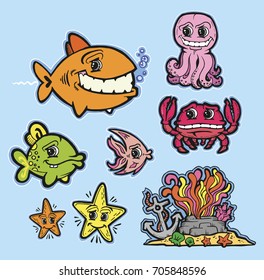 Ocean life cartoon fish