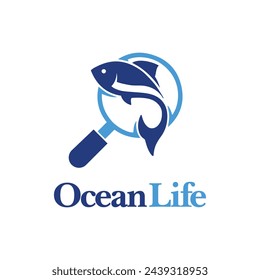 Ocean Life Researcher - Fish Life Researcher Logo Design Template