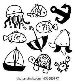 Ocean life sketch character
