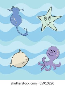 Ocean life, vector illustration