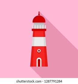 Ocean lighthouse icon. Flat illustration of ocean lighthouse vector icon for web design