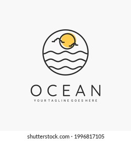 Ocean line art minimalist logo vector illustration design