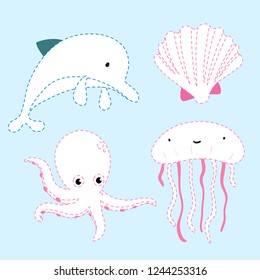 ocean line drawing vector design for kid