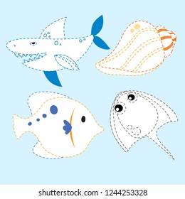 ocean line drawing vector design for kid