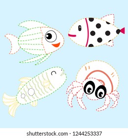 ocean line drawing vector design for kid