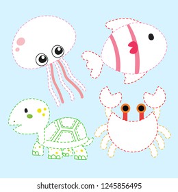 ocean line drawing vector design for kid