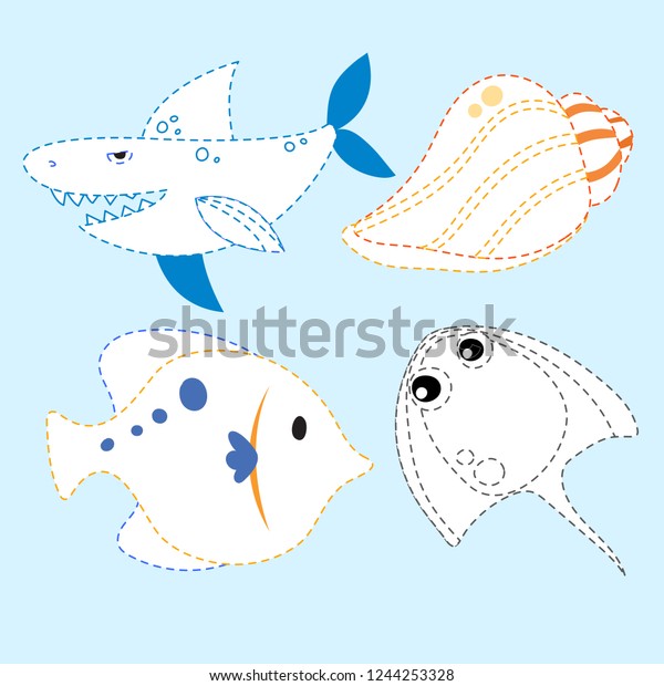 Ocean Line Drawing Vector Design Kid Stock Vector (Royalty Free ...