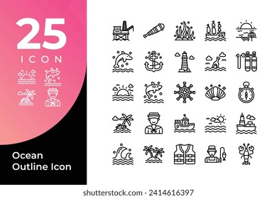 Ocean Line Icon Sets Vector Design