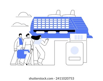 Ocean liner abstract concept vector illustration. Group of people going to ocean liner, commercial water transportation, long distance sea transport, boarding a ship abstract metaphor.