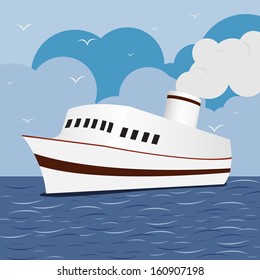 Ocean Liner Cruise Ship Boat at Sea