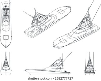 Ocean liner illustration vector line art