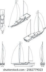 Ocean liner illustration vector line art