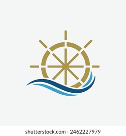 ocean liner rudder vector logo. white background