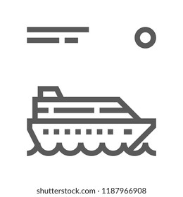 Ocean Liner, Sea Voyage Vector Line Icon