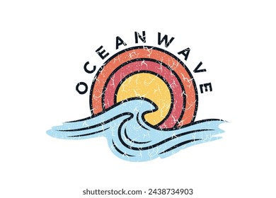Ocean logo design creative concept with summer Premium Vector