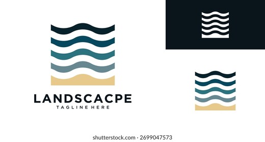 Ocean ​​landscape logo design illustration
