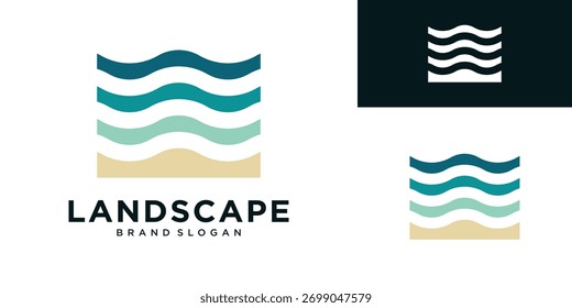 Ocean ​​landscape logo design illustration
