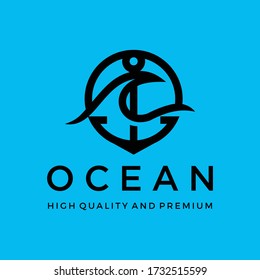ocean logo design inspiration vector icon illustration
