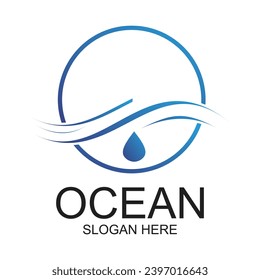 Ocean logo design simple concept Premium Vector