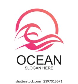 Ocean logo design simple concept Premium Vector