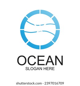 Ocean logo design simple concept Premium Vector