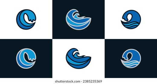 Ocean logo design with water creative concept Premium Vector